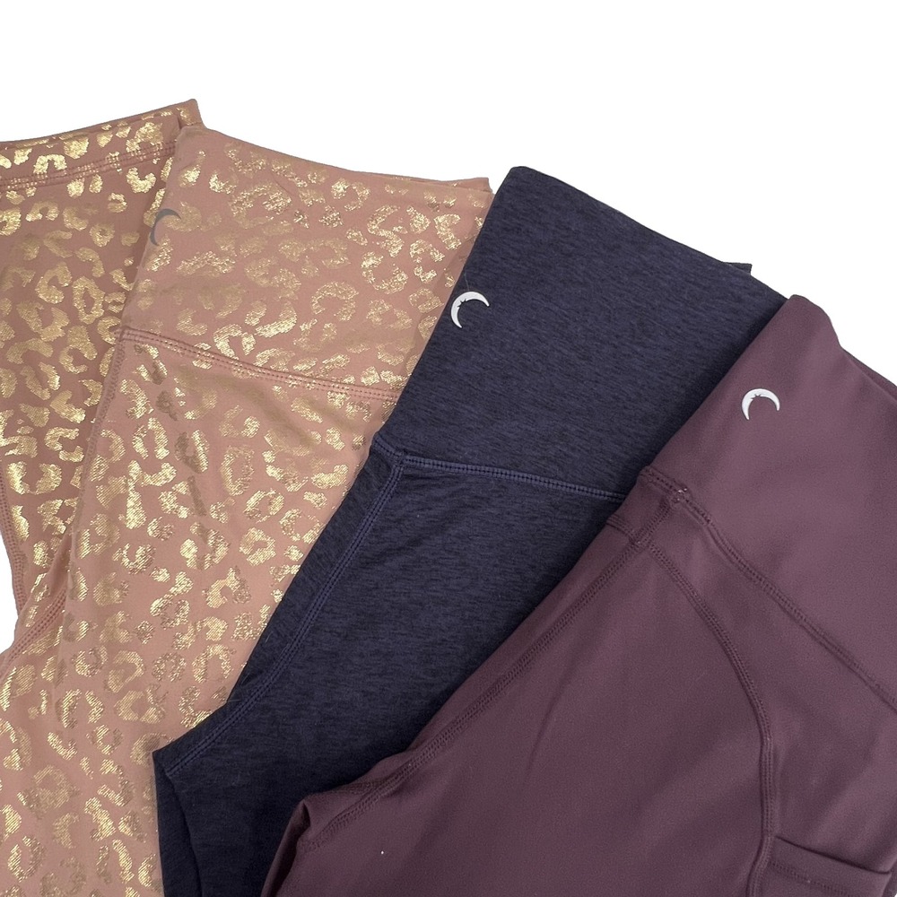 ZYIA ACTIVE Women's Sz 6-8 LOT OF 3 Leggings--Mauve Cheetah, Purplish Navy, Plum